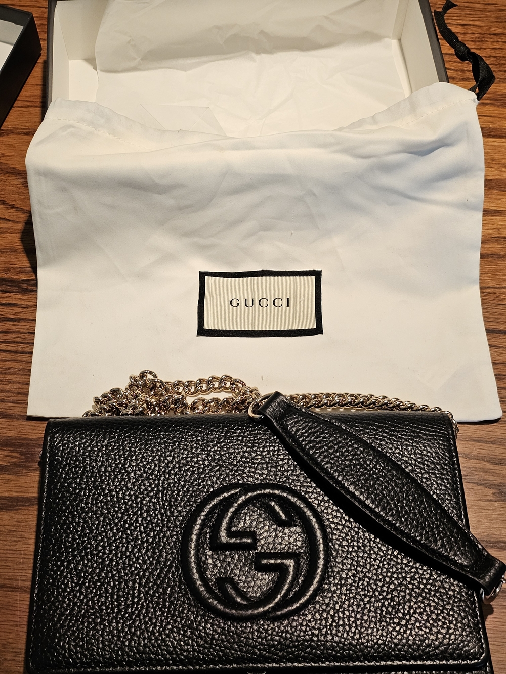Gucci Black Leather Chain Shoulder Bag - Picture 5 of 6